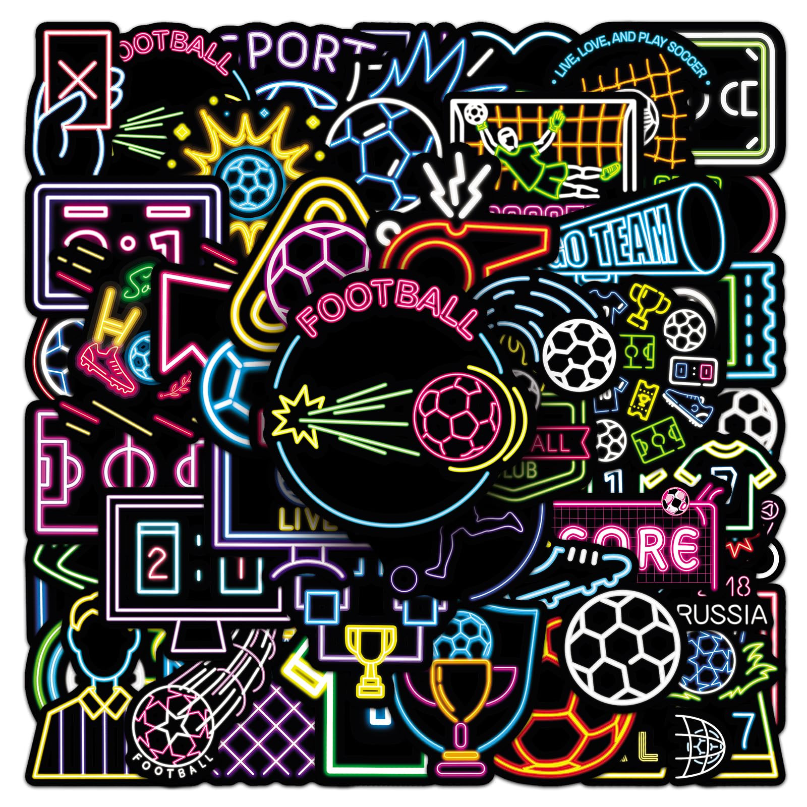100 Pcs Neon Soccer Stickers, Vinyl Waterproof Soccer Stickers for Water Bottles, Laptop, Noteboo... | Amazon (US)