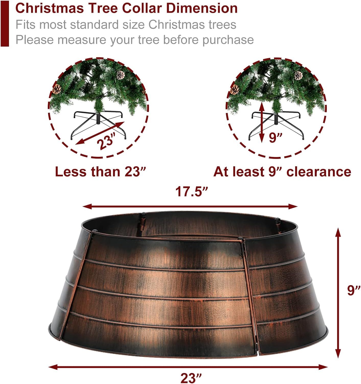 BAYN Metal Christmas Tree Collar, 23-Inch Diameter Base Cover Decorative Christmas Tree Ring Fest... | Amazon (US)