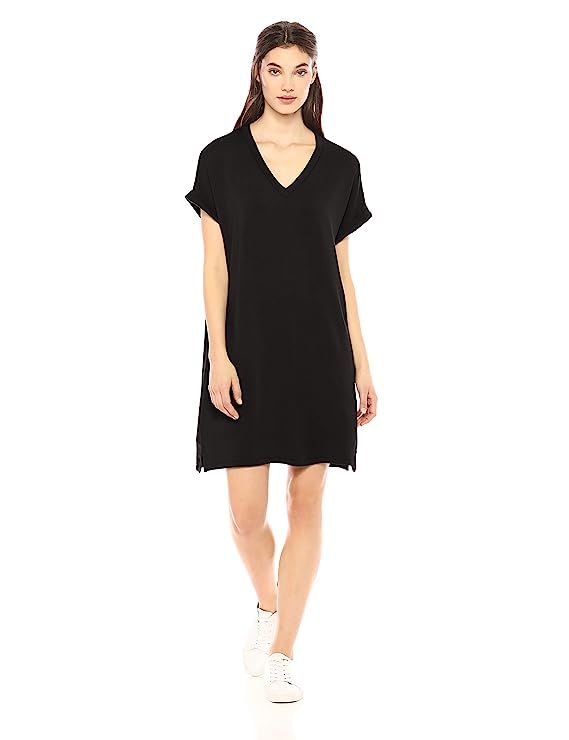 Daily Ritual Women's Supersoft Terry Deep V-Neck Roll-Sleeve Dress | Amazon (US)