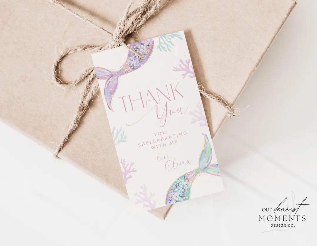 Editable Mermaid Birthday Thank You Tag Girl Birthday Party Favor Tag Mermaid Bash Party Goodie B... | Etsy (US)