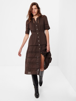 Lace Button-Front Midi Dress | Gap (US)