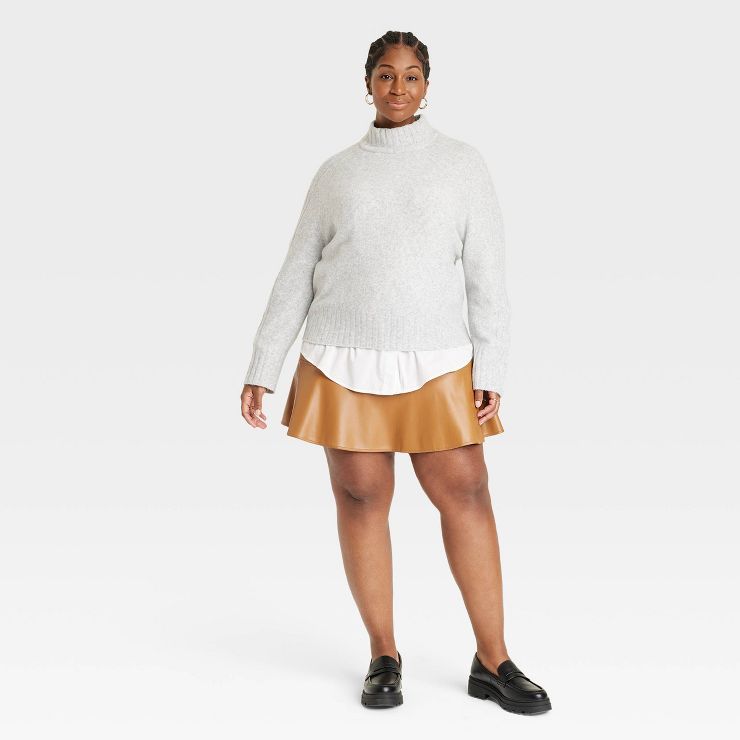 Women's Plus Size Mock Turtleneck Pullover Sweater - Ava & Viv™ | Target
