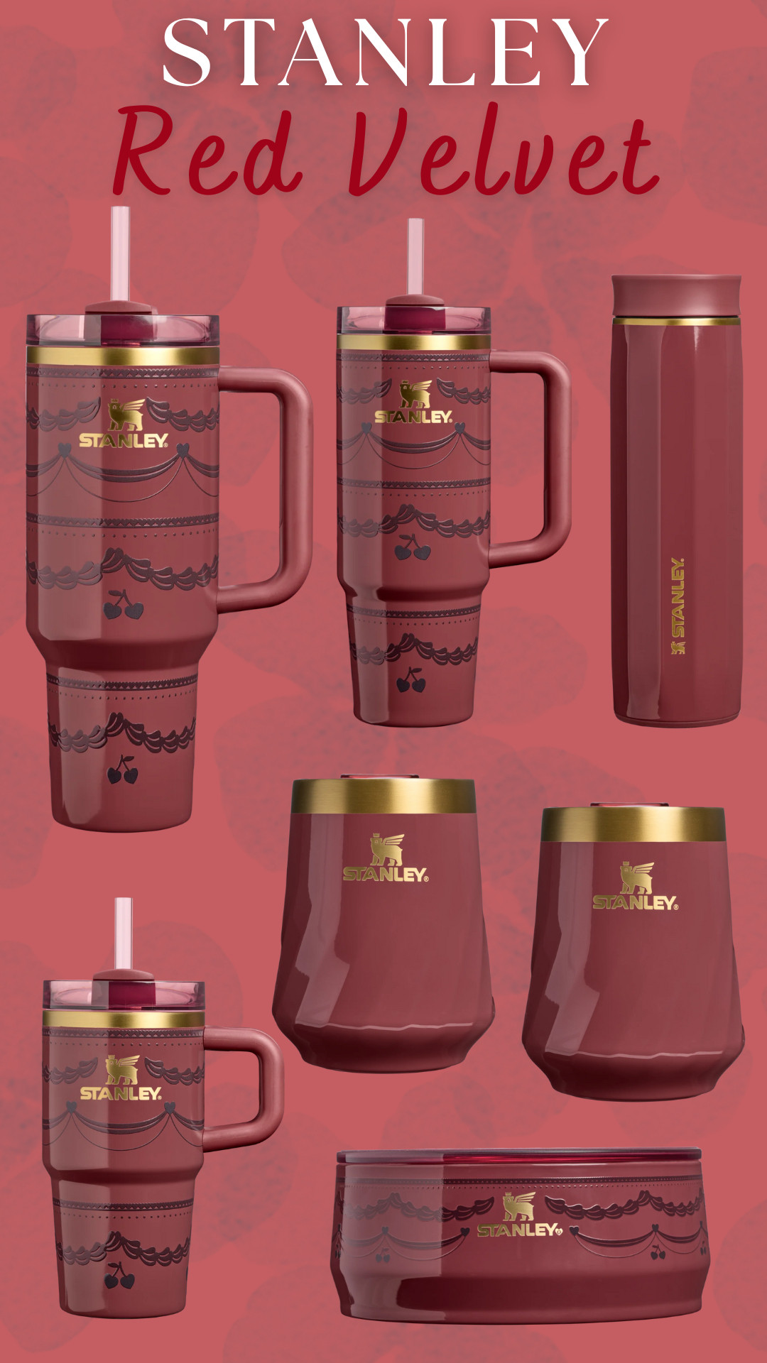 ❤️ The Stanley Red Velvet Collection ❤️

Bold, rich, and absolutely I C O N I C 🍒  

The Stanley Red Velvet Collection is serving full Valentine’s Day energy with deep red Stanley cups, tumblers, and bottles finished with luxe gold details. This is the kind of statement drinkware that instantly elevates your everyday routine—perfect for cozy mornings, desk styling, gym days, or gifting someone special (including yourself). 

Festive enough for Valentine’s Day but timeless enough to use all year long, these red Stanley cups are functional, aesthetic, and impossible not to love. 

If you’re into elevated drinkware, Stanley cup collections, or standout everyday essentials, this one is a must. 

Everything is linked on my LTK so you can shop the full Red Velvet lineup before it sells out ❤️🍒  

 

#LTKValentine #LTKdayinmylife #LTKHome