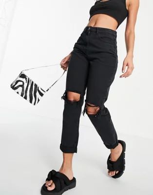 Parisian ripped mom jeans in washed black | ASOS | ASOS (Global)