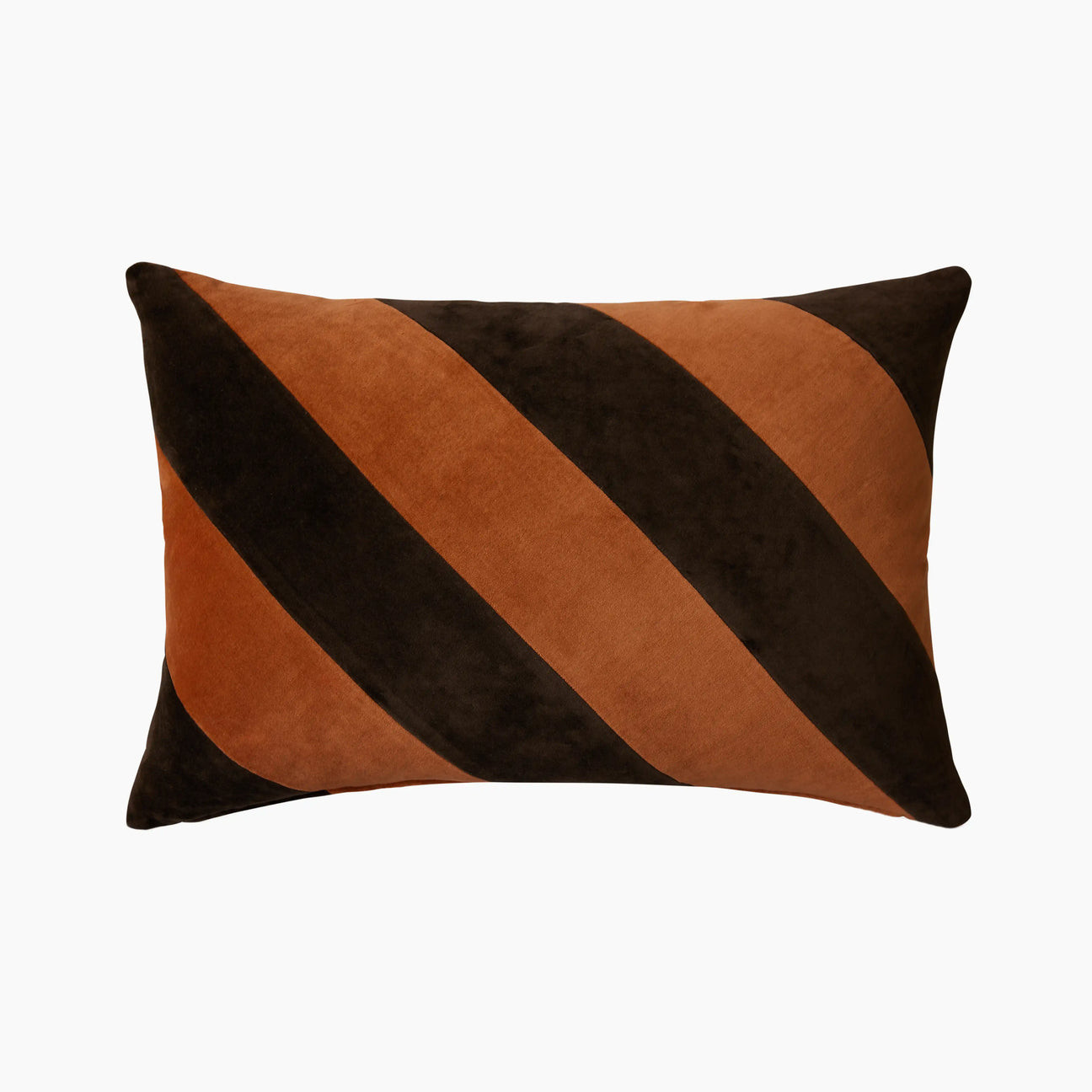 HKliving Striped Rectangle Velvet Cushion | Orange & Brown | Cult Furniture UK