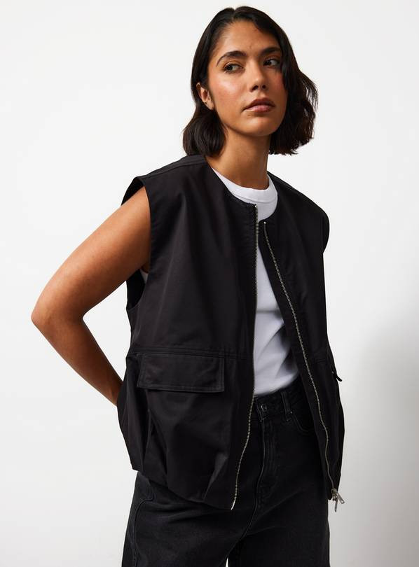 Black Collarless Zip Gilet 14 | Tu Clothing