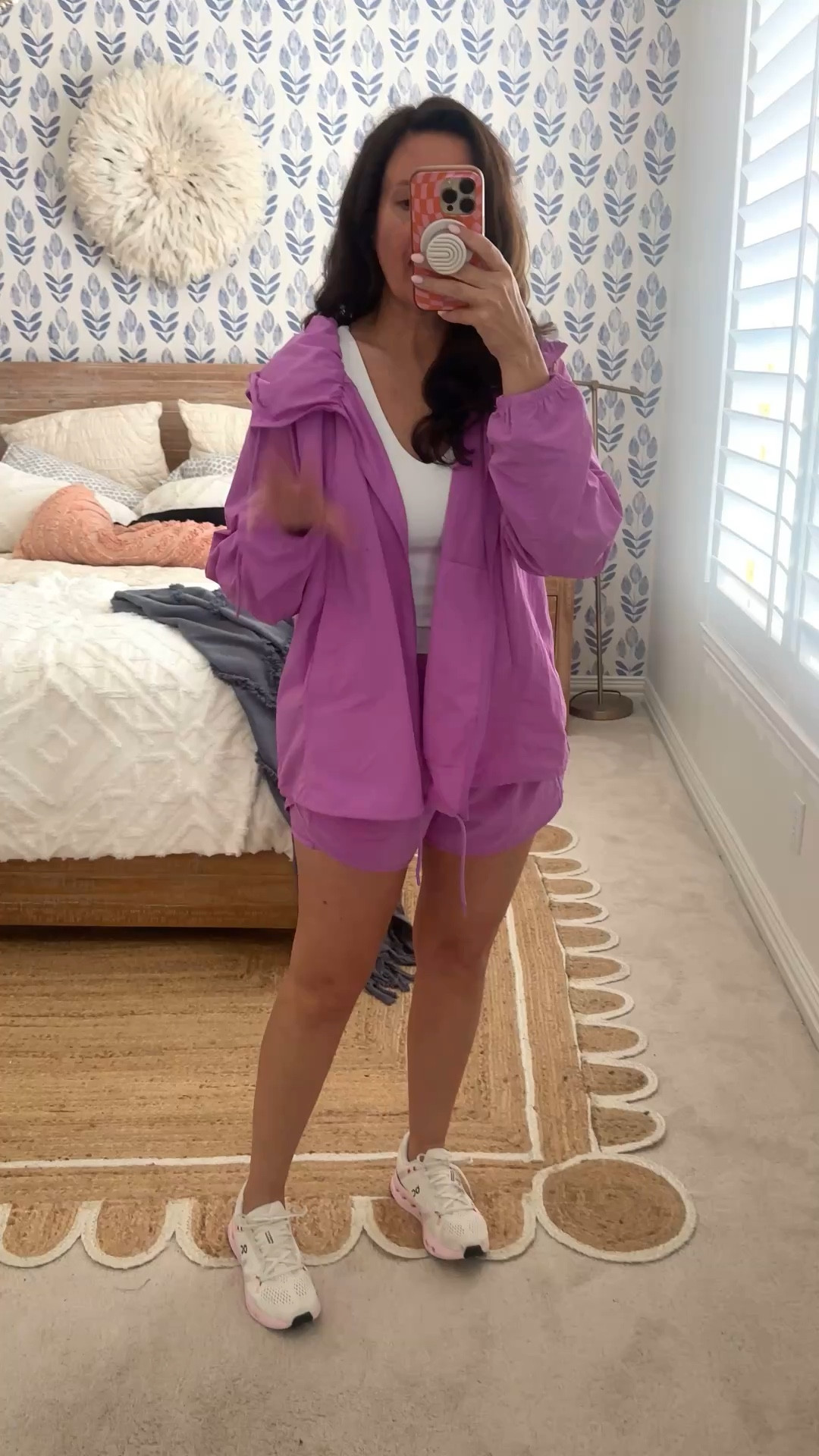 Size down in this rain jacket! Wearing a small.
Medium in the shorts
.


#LTKmomlife #LTKActive #LTKfitnessgoals
