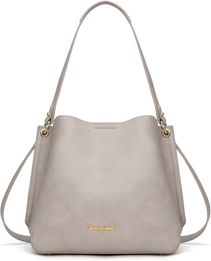 Montana West Medium Hobo Purse for Women Bucket Shoulder Bag with Crossbody Strap | Amazon (US)