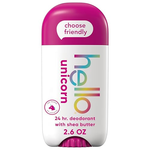 hello Unicorn Aluminum Free Deodorant for Women and Men with Shea Butter, 24-Hour Freshness, Baking Soda Free Deodorant, Dermatologically Tested, 2.6 oz Stick | Amazon (US)