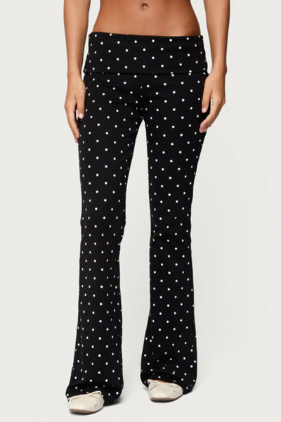 Edikted Daliya Polka Dot Fold Over Pants | Urban Outfitters (US and RoW)