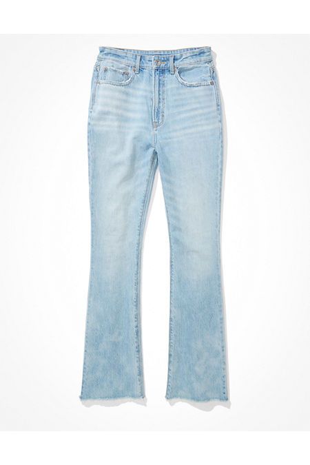 AE Highest Waist 90s Flare Jean Women's Faded Light 8 Long | American Eagle Outfitters (US & CA)