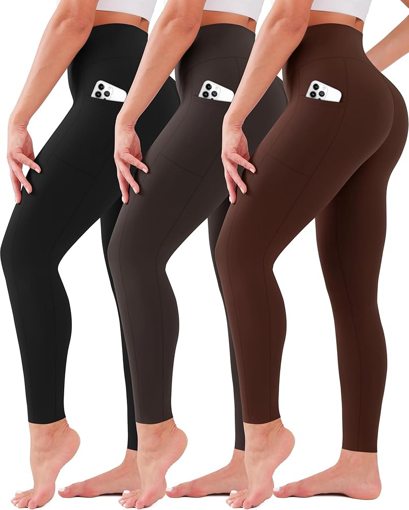 3 Pack Leggings for Women High Waisted No See-Through Tummy Control Soft Yoga Pants Womens Workou... | Amazon (US)