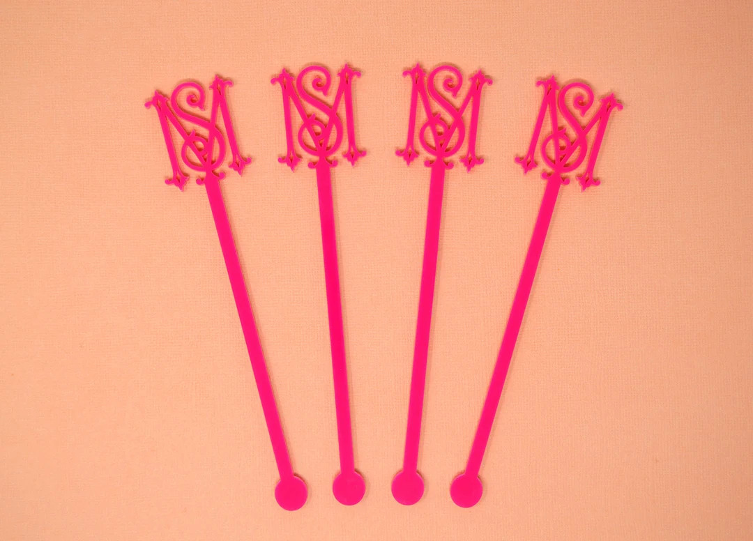 Monogram Acrylic Drink Stirrers Set of 4 Monogram Stir - Etsy | Etsy (US)