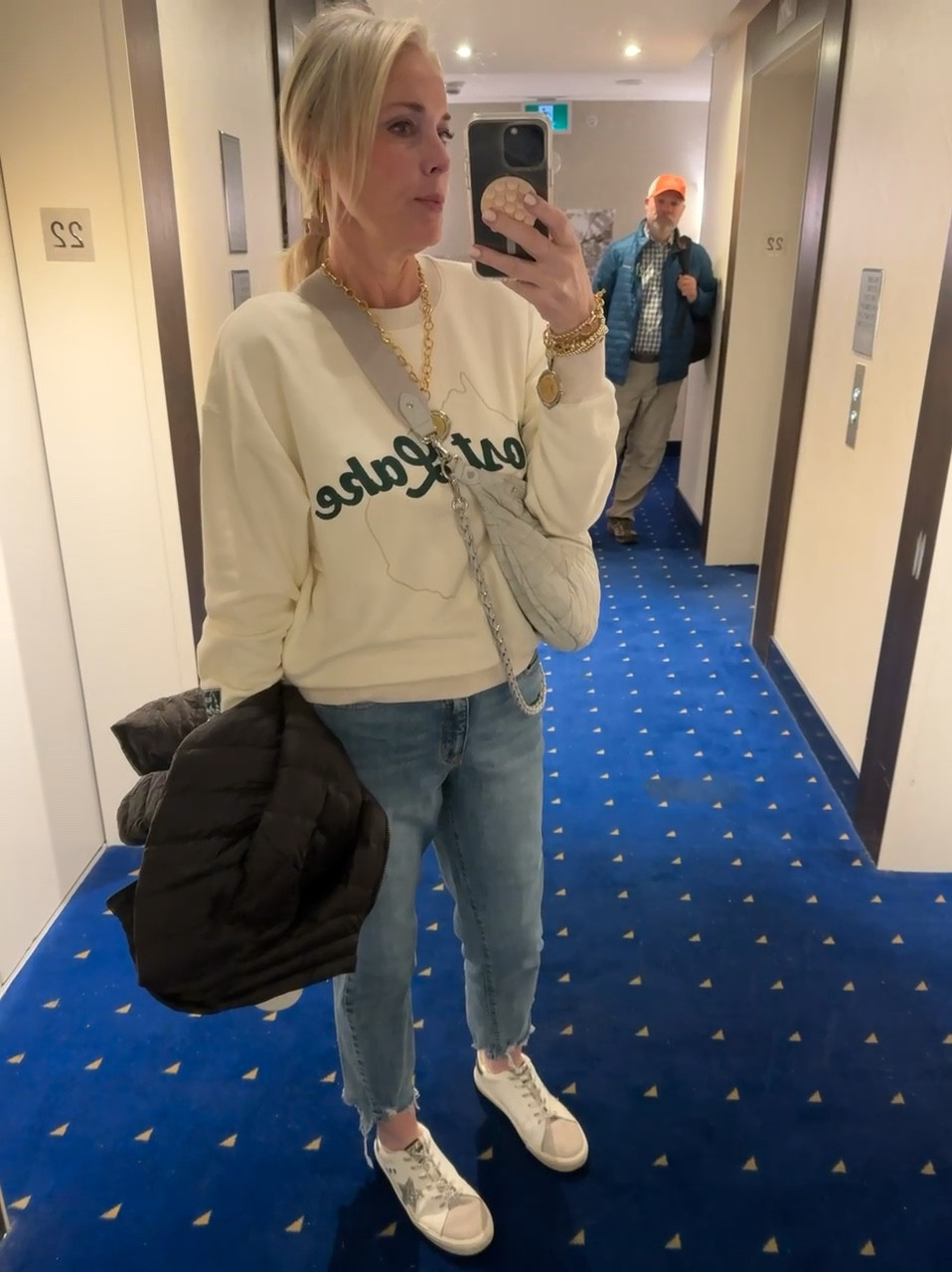 Travel Day 4 OOTD 🌍

Keeping it comfy and chic on the go! Loving my new sweatshirt (size XS) paired with my recent favorite Walmart jeans (size 6, regular length). These Vintage Havana sneakers are perfect for all-day exploring. My puffer jacket (size L) is a lifesaver—super lightweight yet warm, and it rolls up into a small bag for easy transport. So many color options to choose from! Perfect for any travel adventure. ✈️

Shop my look and stay stylish on your travels!

#LTKMidsize #LTKTravel #LTKStyleTip