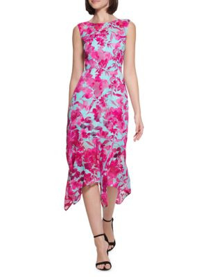 Kensie Burnout Chiffon Handkerchief Dress on SALE | Saks OFF 5TH | Saks Fifth Avenue OFF 5TH