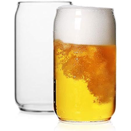 Large Beer glasses,20 oz Can Shaped Beer Glasses Set of 4,Elegant Shaped Drinking Glasses is Ideal G | Amazon (US)