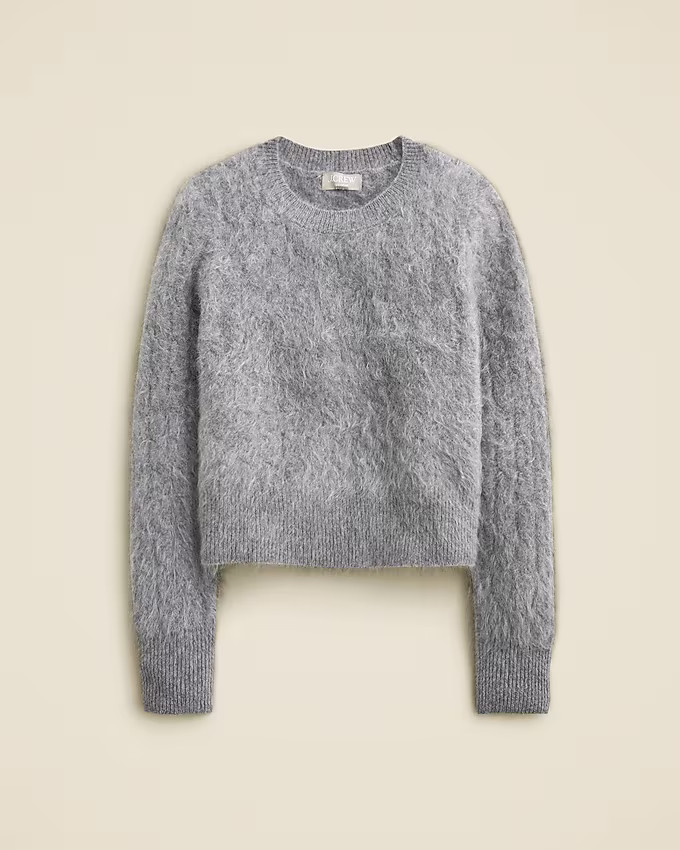 Brushed cashmere shrunken cable-knit crewneck sweater | J. Crew US