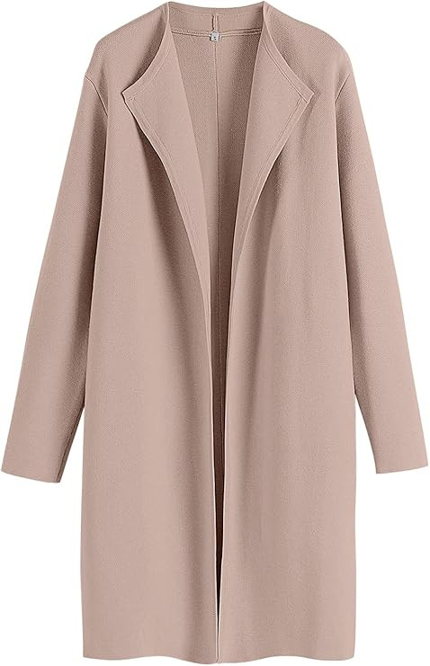 Prinbara Women's 2023 Fall Long Cardigan Coat Long Sleeve Open Front Lapel Casual Knit Jacket Coa... | Amazon (US)