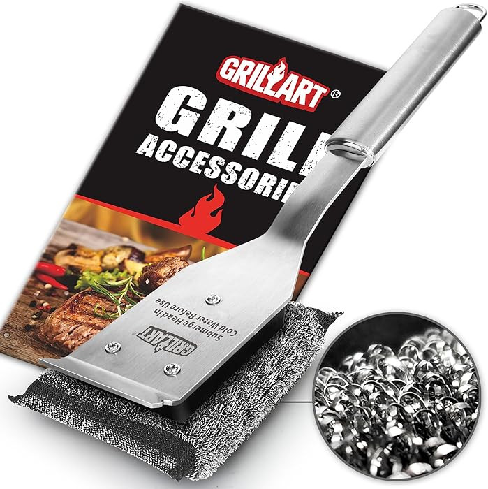 GRILLART Grill Brush Bristle Free Steam Cleaning Tool, Stainless Steel 16.5” Long Handle & Scra... | Amazon (US)