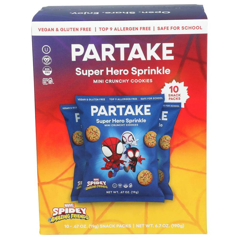 Partake Marvel Crunchy Super Hero Sprinkle Mini Cookie - Snack Pack, 6.7 Ounce -- 6 per case | Food Service Direct