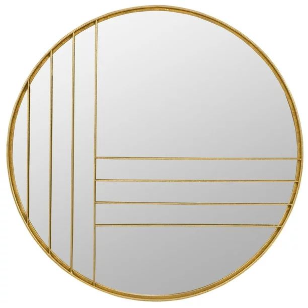 Aspire Home Accents Damis Modern Gold Leaf Metal Round Wall Mirror - Walmart.com | Walmart (US)