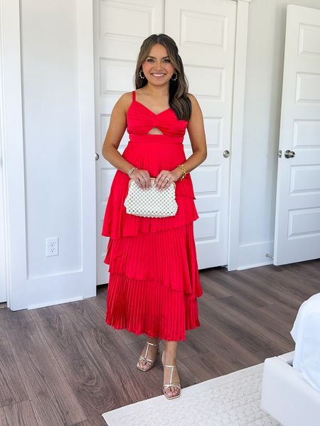 Red pleated maxi dress size XXS petite TTS
Gold heels size 5 TTS

Date night 
Wedding Guest Dress 
Weeding Guest 
Graduation Guest Dress 
Graduation Dress 
Country Concert Outfit 
Spring outfit 
Summer outfit 

Honey Sweet petite 
honeysweetpetite

#LTKwedding #LTKparties #LTKstyletip