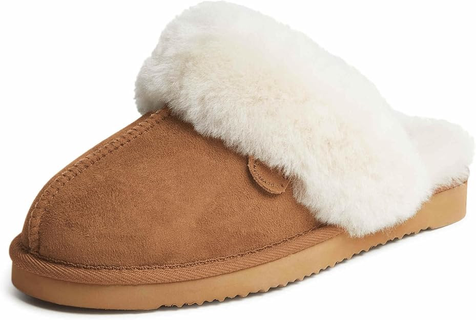 Fireside By Dearfoams Women's Sydney Slippers, Genuine Shearling Suede Scuffs, Memory Foam Slip-i... | Amazon (US)