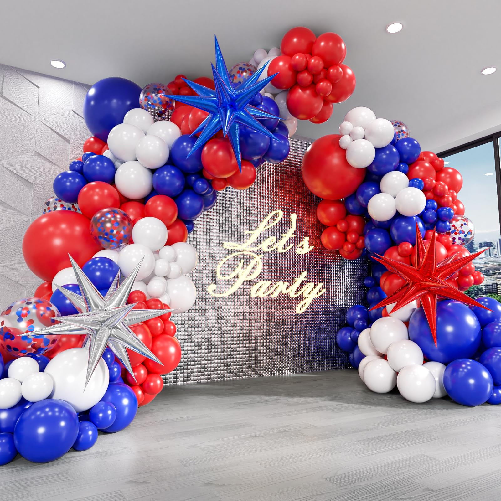 Red White and Blue Balloons Garland Arch Kit, 5 10 12 18 inch Red White Blue Confetti Latex Ballo... | Amazon (US)