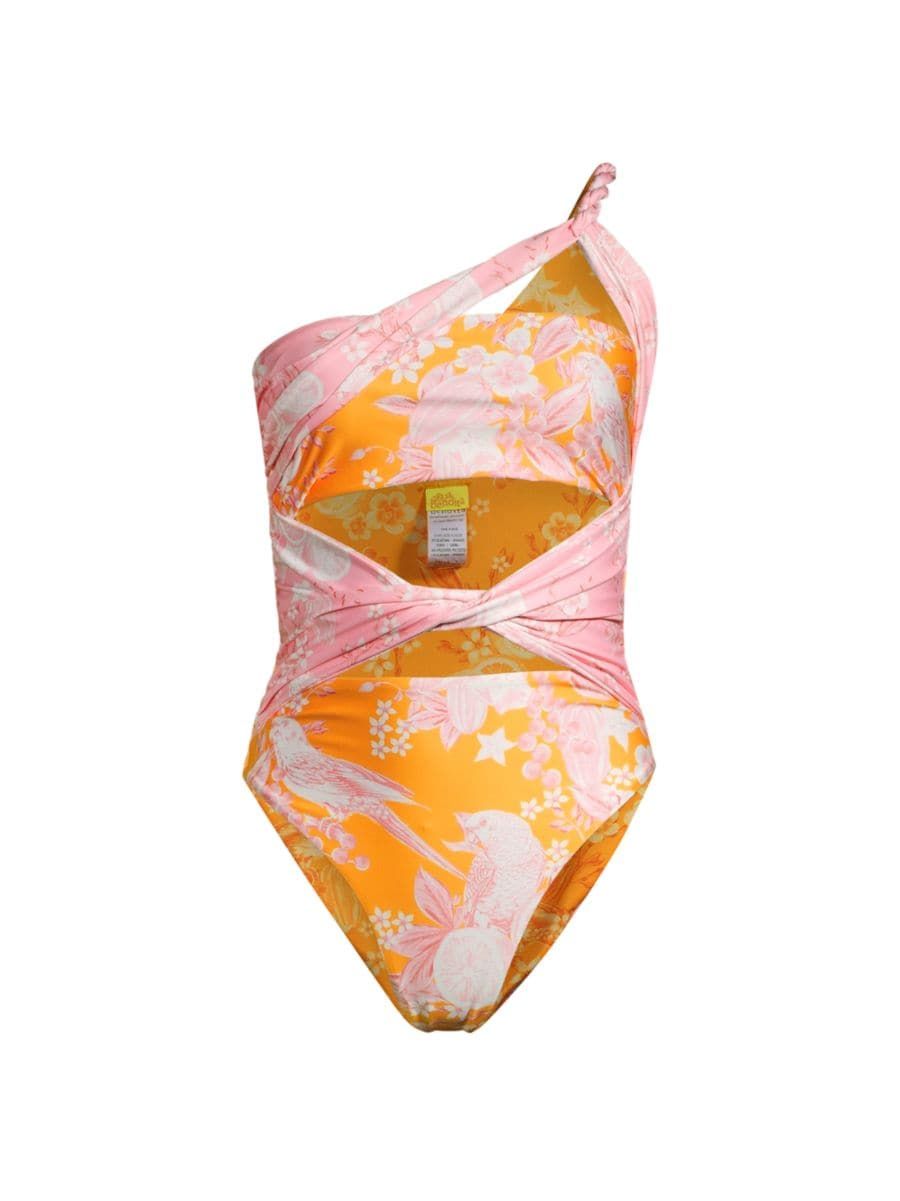 Verano Road Gemma Floral Asymmetric One-Piece Swimsuit | Saks Fifth Avenue