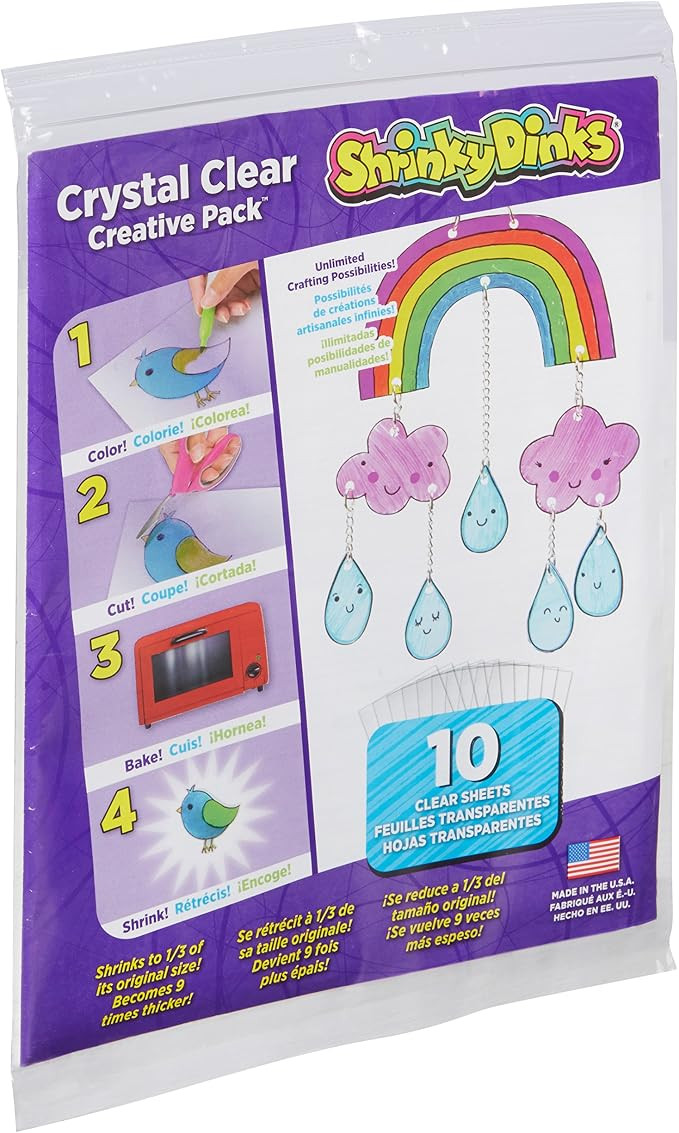 Shrinky Dinks Creative Pack 10 Sheets Crystal Clear Kids Art and Craft Activity | Amazon (US)