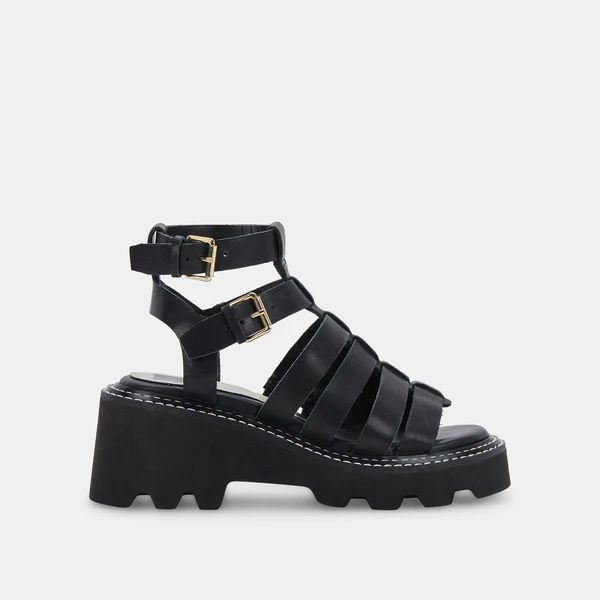 GALORE SANDALS IN BLACK LEATHER | DolceVita.com