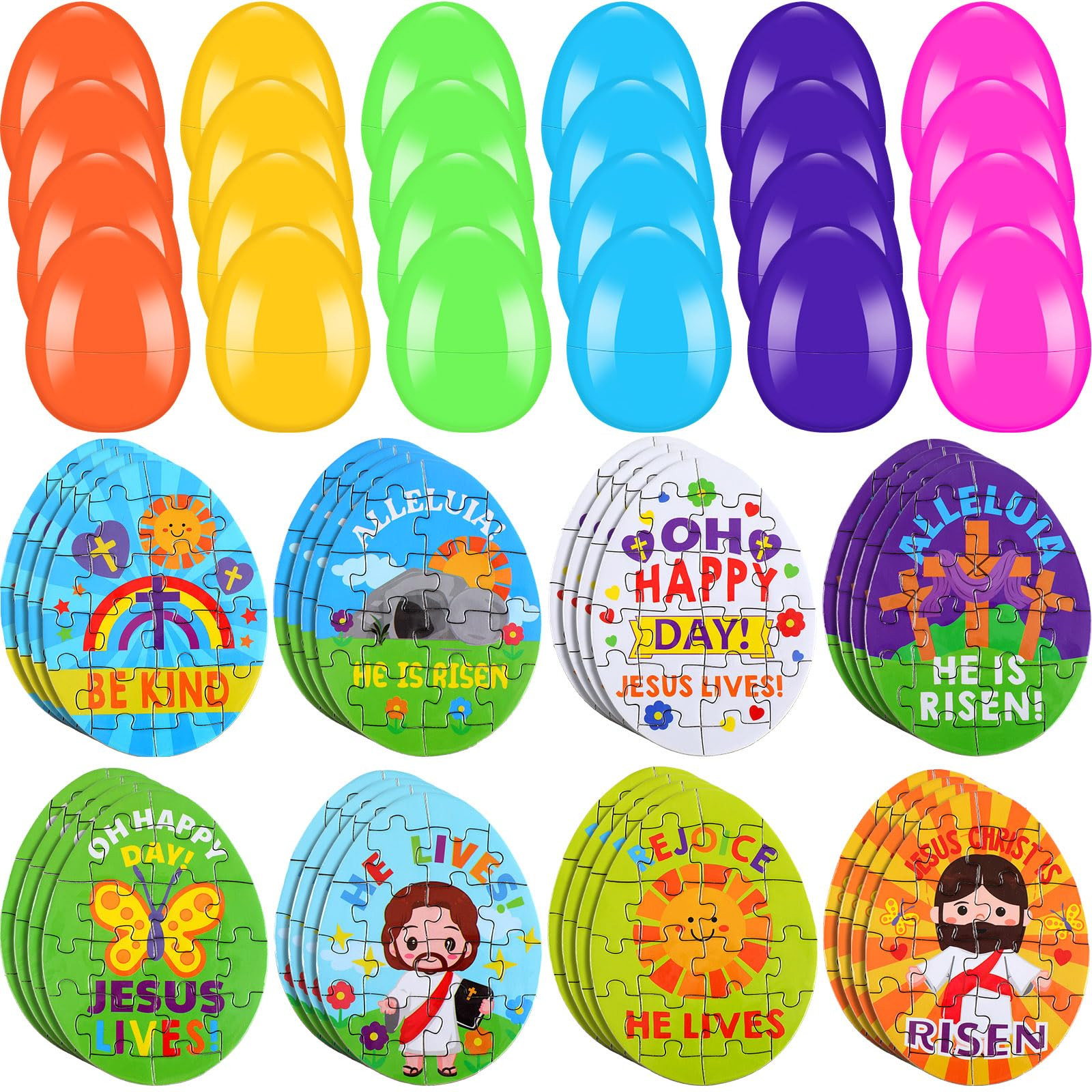 48 Pack Easter Eggs Fillers Crafts Religious Christian Jigsaw Puzzle Toys Bulk Jesus He Lives Pla... | Amazon (US)