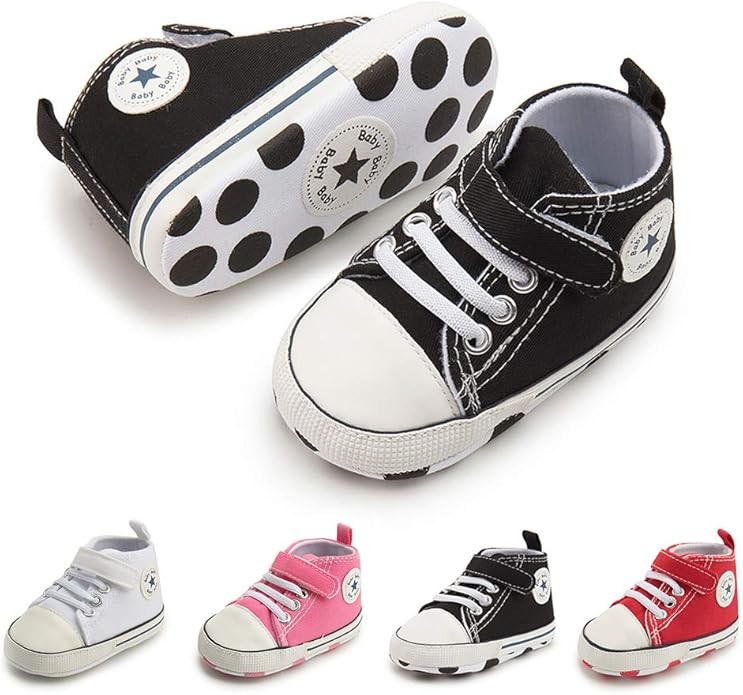 Meckior Infant Baby Boys Girls Canvas Sneakers High Top Lace up Crib Casual Shoes Newborn First W... | Amazon (US)