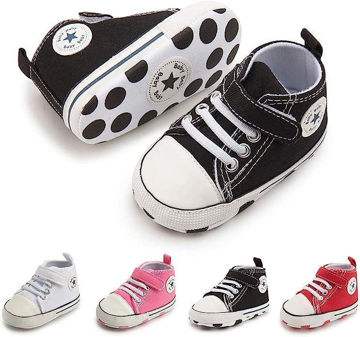 Meckior Infant Baby Boys Girls Canvas Sneakers High Top Lace up Crib Casual Shoes Newborn First W... | Amazon (US)
