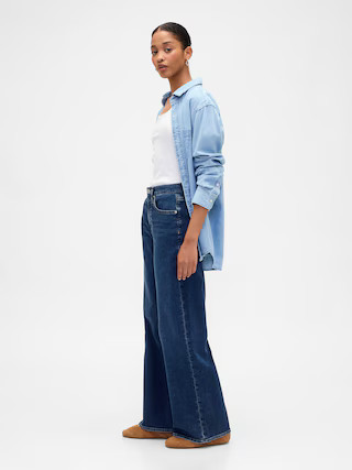 High Rise Wide-Leg Sweatpant Jeans | Gap Factory