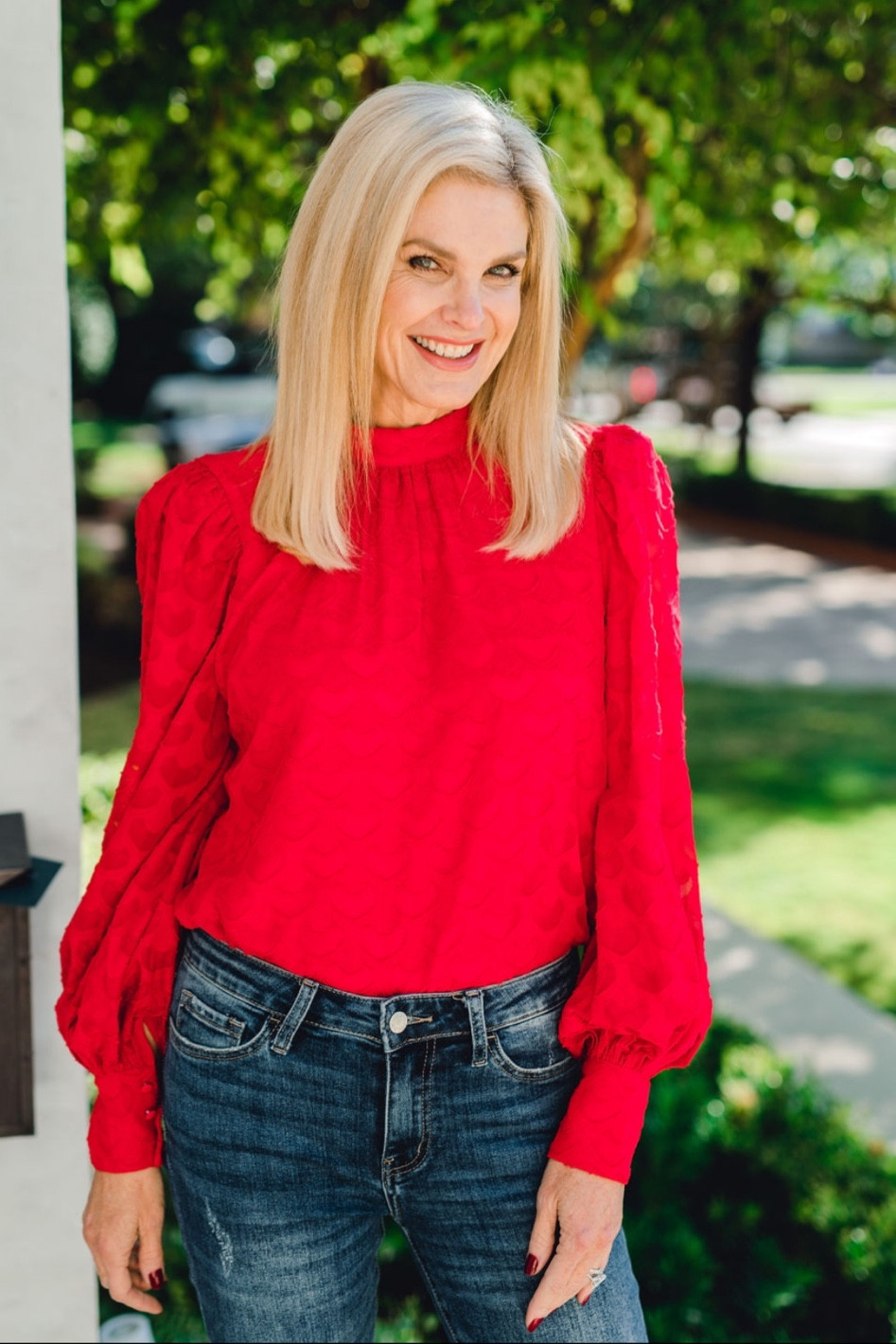 Super cute red blouse for Valentine’s Day and beyond! Size S. Jeans size 27  

#LTKworkwear #LTKunder100 #LTKstyletip