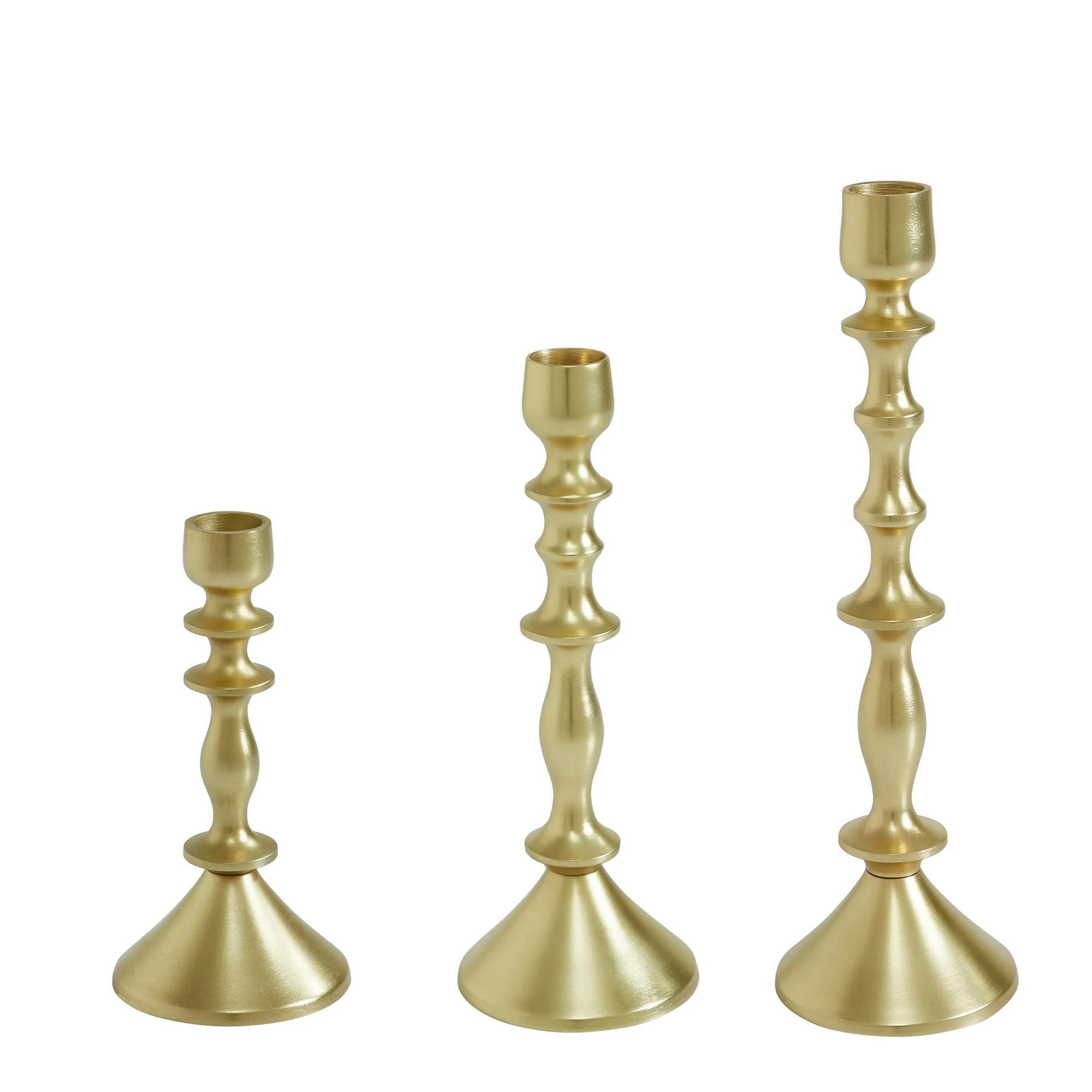 Beautiful Gold Metal Taper Candle Holders by Drew Barrymore, Set of 3 | Walmart (US)