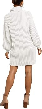 ANRABESS Women Turtleneck Long Lantern Sleeve Casual Loose Oversized Sweater Dress Soft Winter Pu... | Amazon (US)