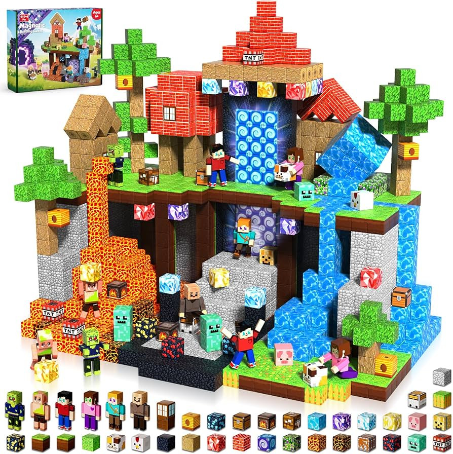 210PCS Magnetic Blocks with 8 Action Figures– 2025 STEM Magnetic Building Blocks for Kids Chris... | Amazon (US)