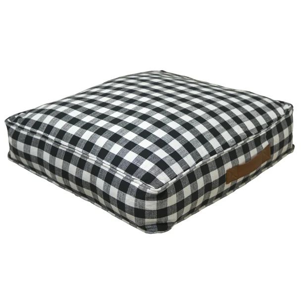 Better Homes & Gardens Yarn Dyed Floor Cushion, 24" x 24" x 5", Black and White Gingham | Walmart (US)