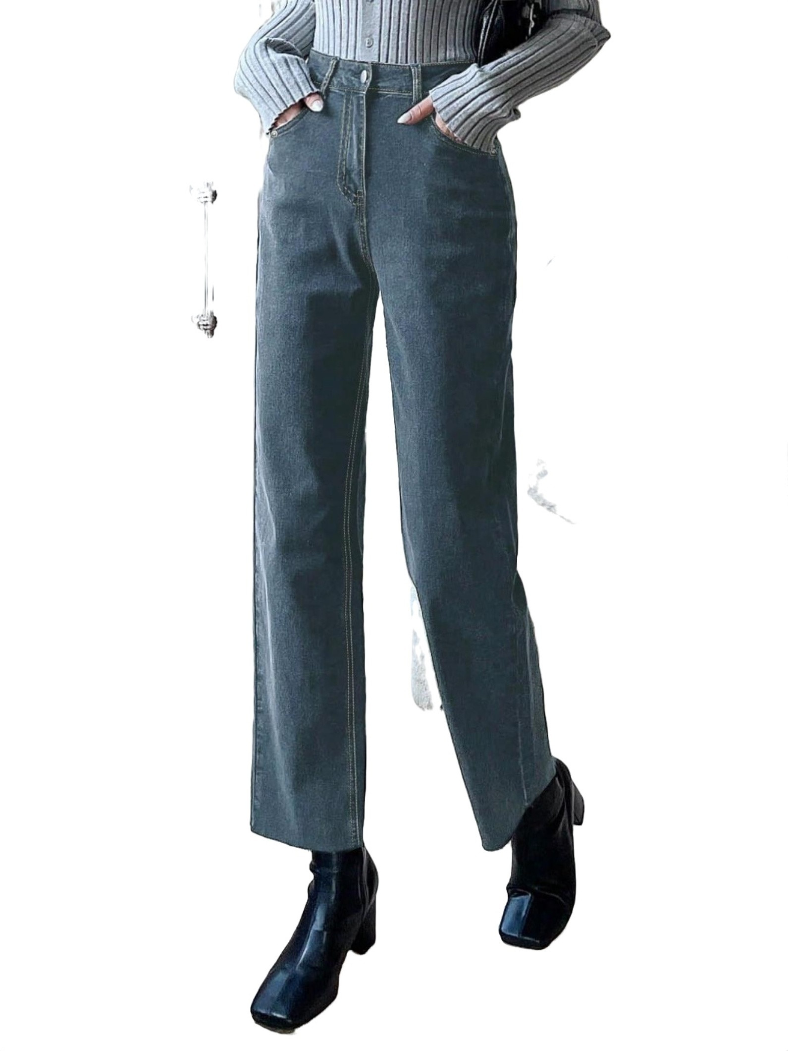 Women's Plain Straight Leg Dusty Blue Long Jeans S (0) | Walmart (US)