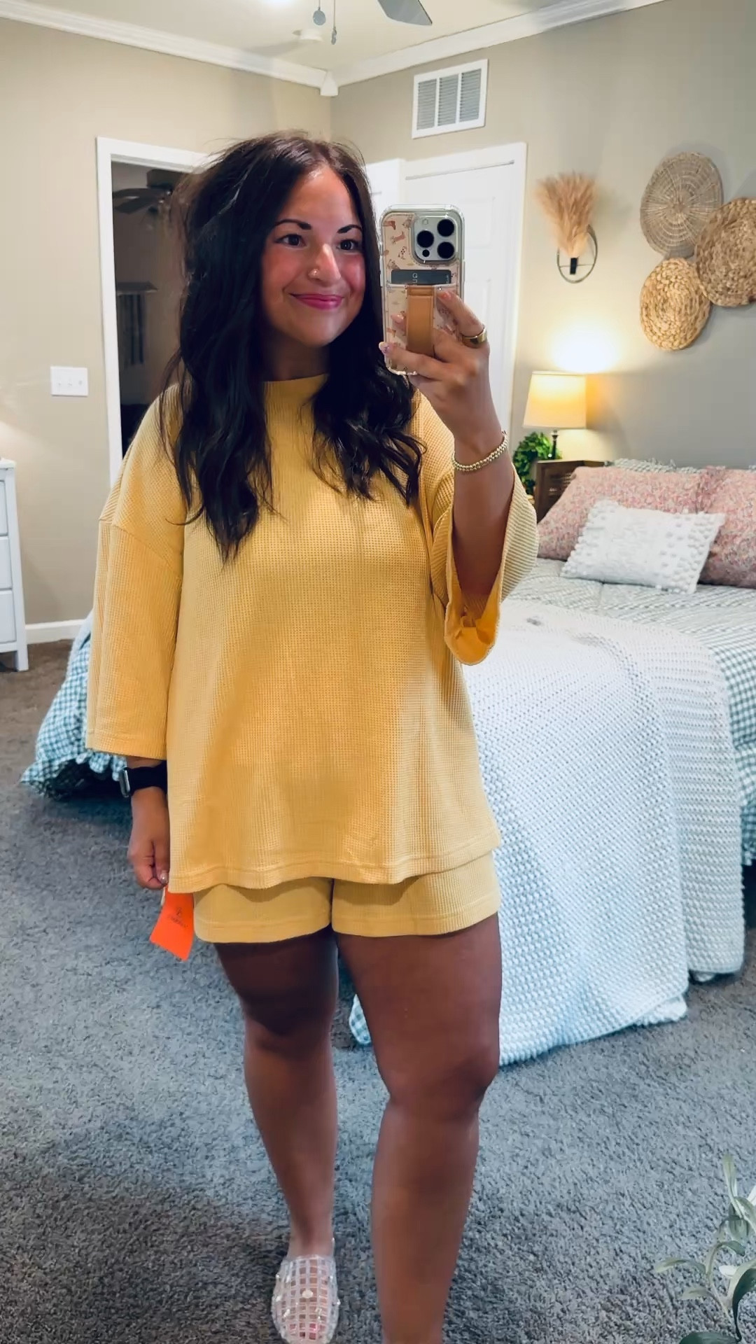 Bringing all the sunshine vibes ☀️💛 This yellow crochet two-piece set from Amazon is such a fun statement look for vacations, beach trips, and all your summer adventures. 

jelly flats: fit true to size // wearing a 5
set: fits true to size // wearing a large 

 #LTKootd #LTKMidsize
