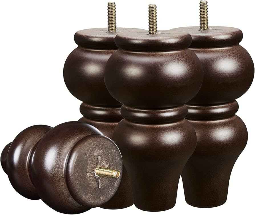 Wood Furniture Legs 6 inch Sofa Legs Pack of 4,Round Couch Legs Espresso Mid Century Desk Legs,So... | Amazon (US)