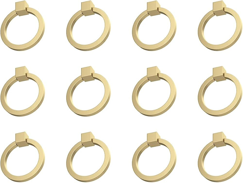 RZDEAL 12Pcs 2.0" x 1-7/9" Solid Brasss Pulls for Dresser Drawer Ring Pulls Furniture Hardware Br... | Amazon (US)