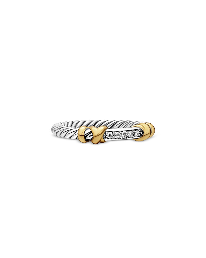 David Yurman Petite Helena Wrap Band Ring in Sterling Silver with 18K Yellow Gold and Diamonds, 4mm | Bloomingdale's (US)
