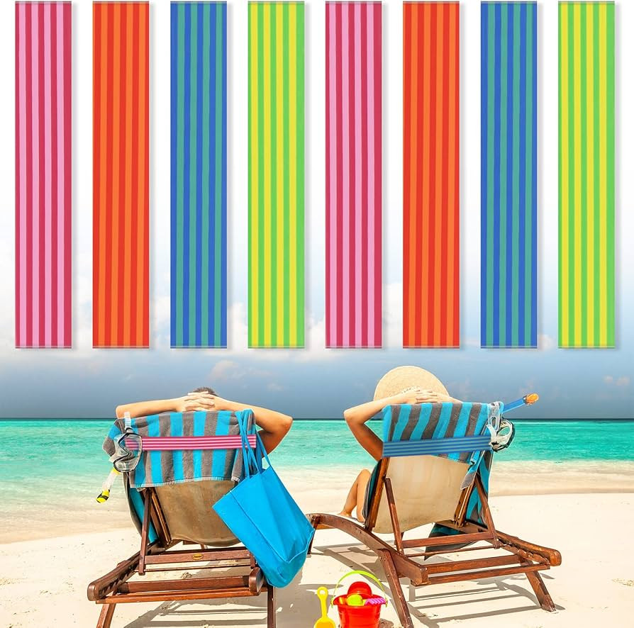Boao 8 Pack Towel Bands for Beach Chairs Cruise Towel Clips for Lounge Beach Pool Chairs Elastic ... | Amazon (US)
