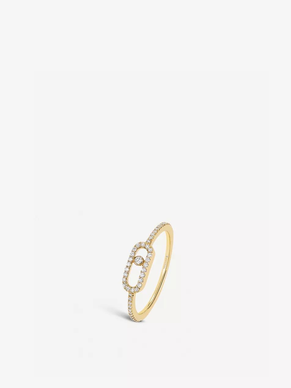 Move Uno 18ct yellow-gold and pavé diamond ring | Selfridges
