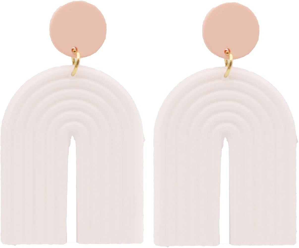 Rainbow Earrings for Women Girls,Clay Colorful Cute Dangle Drop Earrings,Bute Big Handmade Earrings  | Amazon (US)