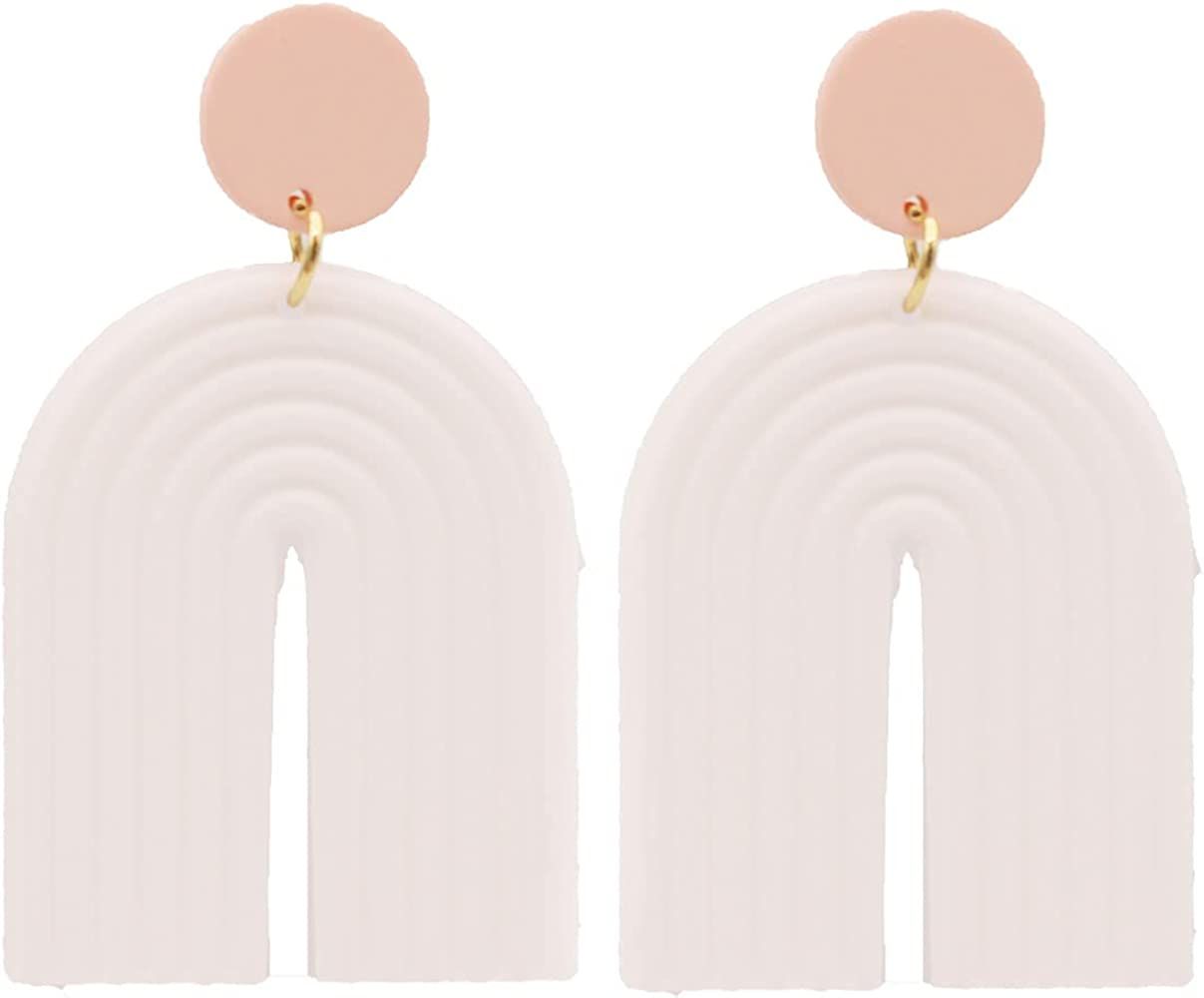 Rainbow Earrings for Women Girls,Clay Colorful Cute Dangle Drop Earrings,Bute Big Handmade Earrings  | Amazon (US)