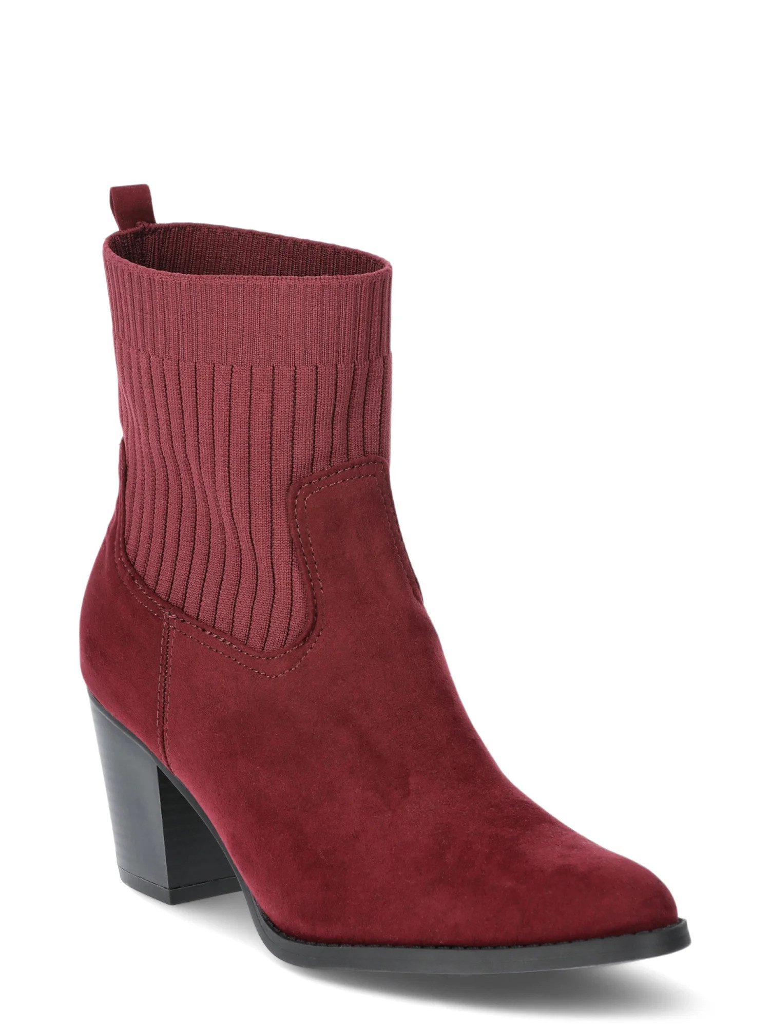 Time and Tru Women's Faux Suede Knit Ankle Boots, Sizes 6-11 | Walmart (US)